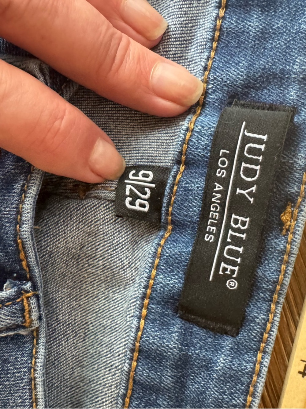 Judy Blue Blue Skinny Jeans with Red Plaid Patch Accents - Picture 3 of 7